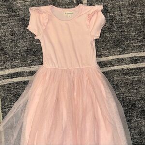 Pink Tulle Dress with Ruffle Sleeves